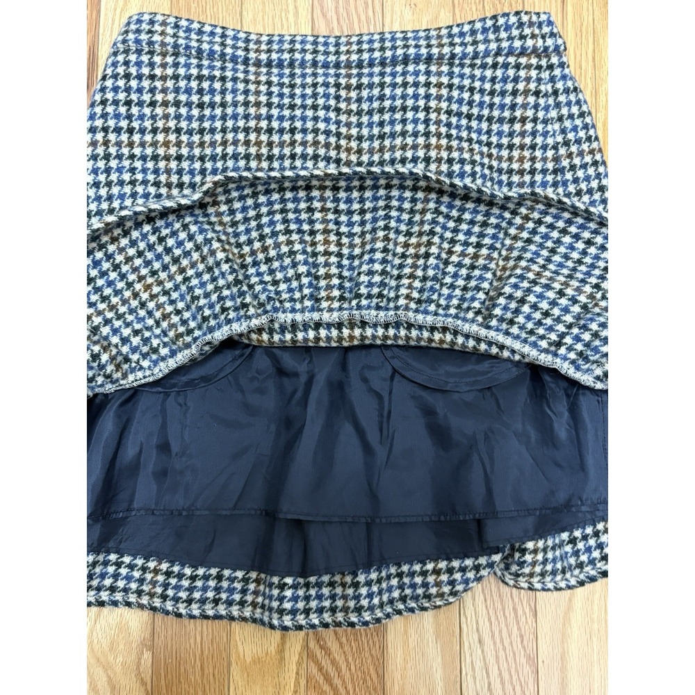 J. Crew‎ Plaid Houndstooth Ruffle Hem Mini Skirt Size 4 - Picture 7 of 8